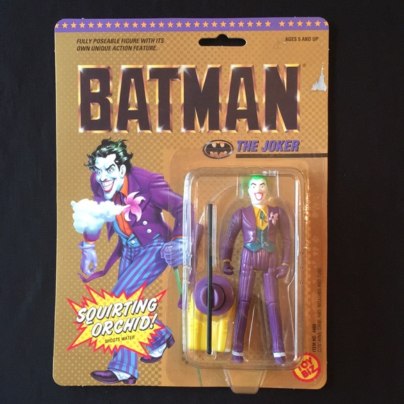 TOY BIZ Vintage DC Other - 1989 JOKER Figure MOC from 1988 BATMAN Orig. MOVIE. Joker’s ORCHID SHOOTS WATER!